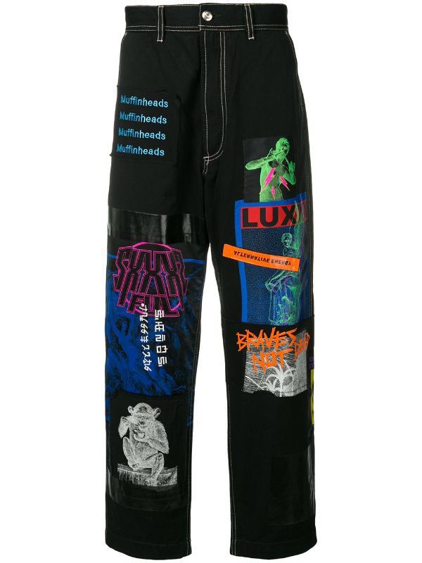 Diesel RARE! NEW DIESEL DS WIDE BLACK PATCHED TROUSERS P-FRANK Size US 34 / EU 50 - 3 Thumbnail