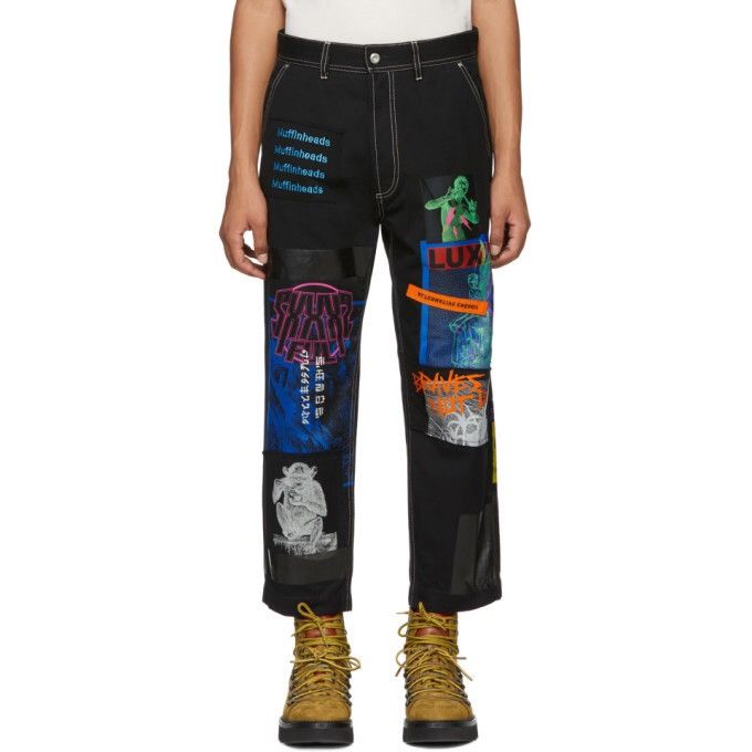 Diesel RARE! NEW DIESEL DS WIDE BLACK PATCHED TROUSERS P-FRANK Size US 34 / EU 50 - 7 Thumbnail