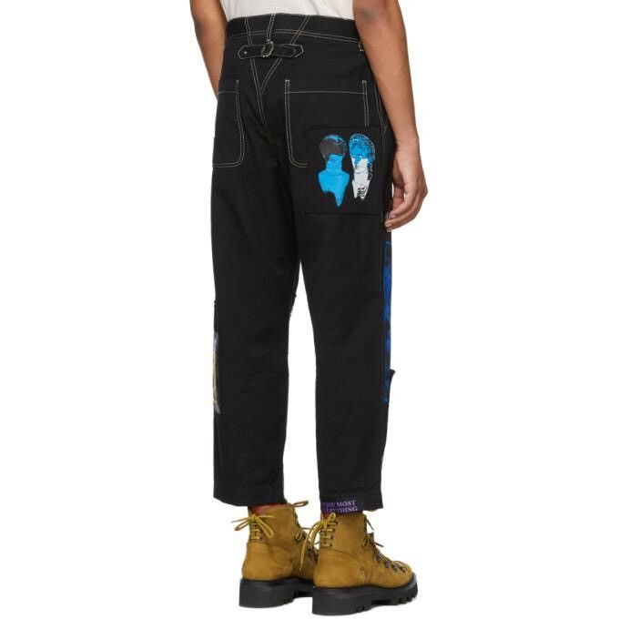 Diesel RARE! NEW DIESEL DS WIDE BLACK PATCHED TROUSERS P-FRANK Size US 34 / EU 50 - 9 Thumbnail