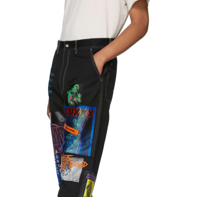 Diesel RARE! NEW DIESEL DS WIDE BLACK PATCHED TROUSERS P-FRANK Size US 34 / EU 50 - 10 Thumbnail