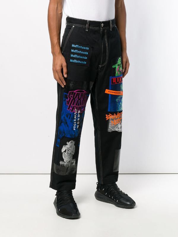 Diesel RARE! NEW DIESEL DS WIDE BLACK PATCHED TROUSERS P-FRANK Size US 34 / EU 50 - 4 Thumbnail