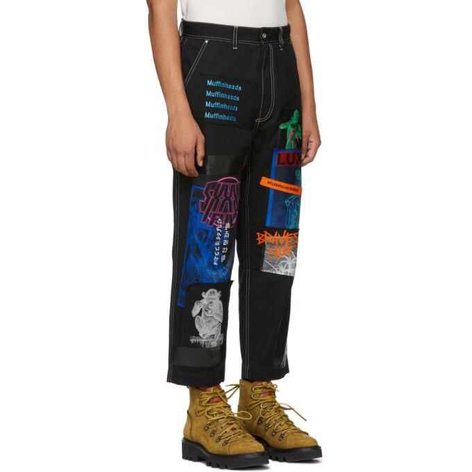 Diesel RARE! NEW DIESEL DS WIDE BLACK PATCHED TROUSERS P-FRANK Size US 34 / EU 50 - 8 Thumbnail