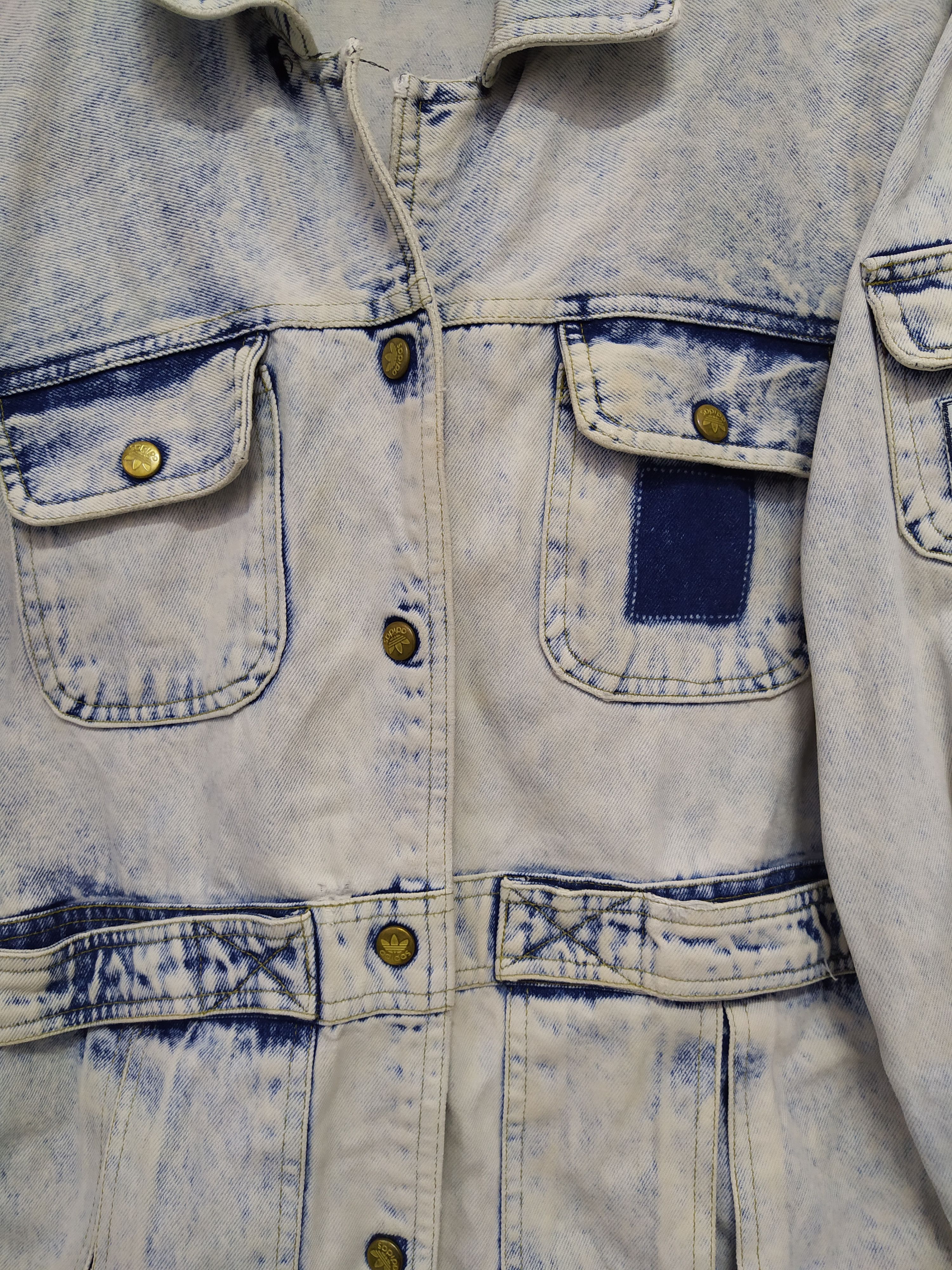 Adidas VTG ADIDAS DENIM ACID WASHED DISTRESSED JACKET (B550) Size US XL / EU 56 / 4 - 2 Thumbnail