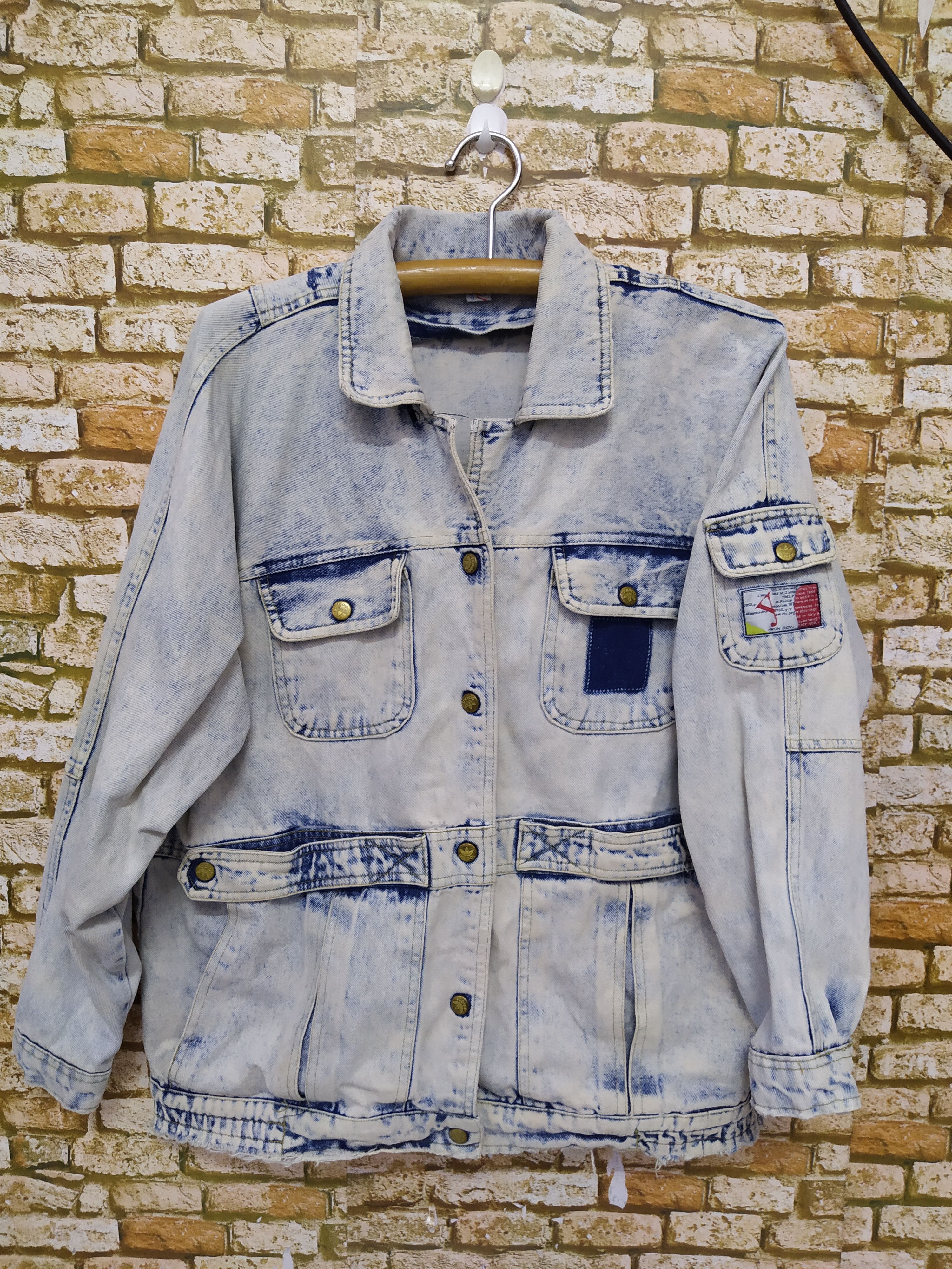 Adidas VTG ADIDAS DENIM ACID WASHED DISTRESSED JACKET (B550) Size US XL / EU 56 / 4 - 1 Thumbnail