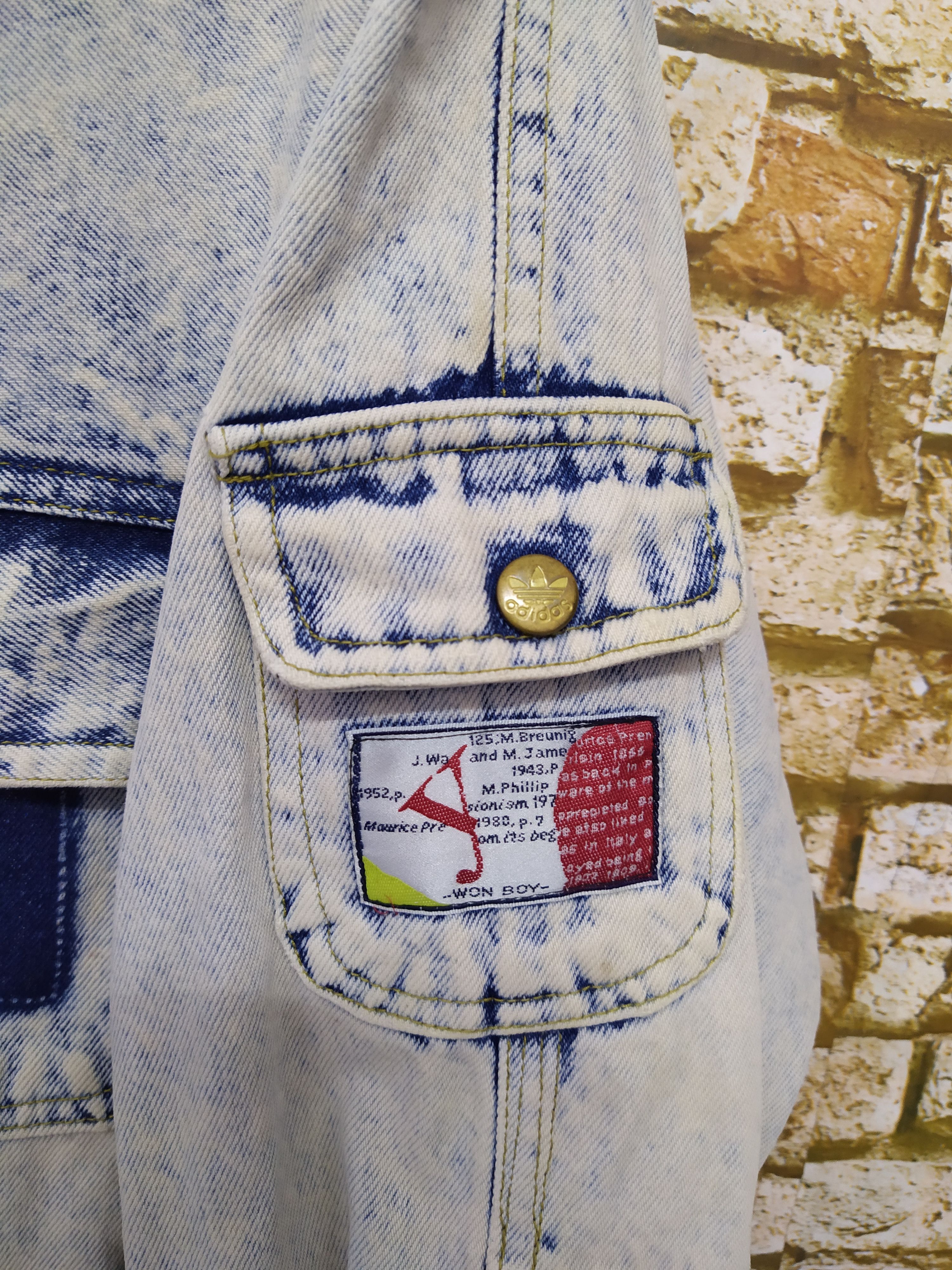 Adidas VTG ADIDAS DENIM ACID WASHED DISTRESSED JACKET (B550) Size US XL / EU 56 / 4 - 3 Thumbnail