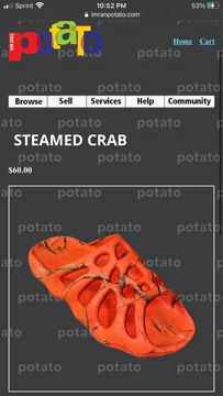 IMRAN POTATO “Broiled Crab” Slides – change clothes