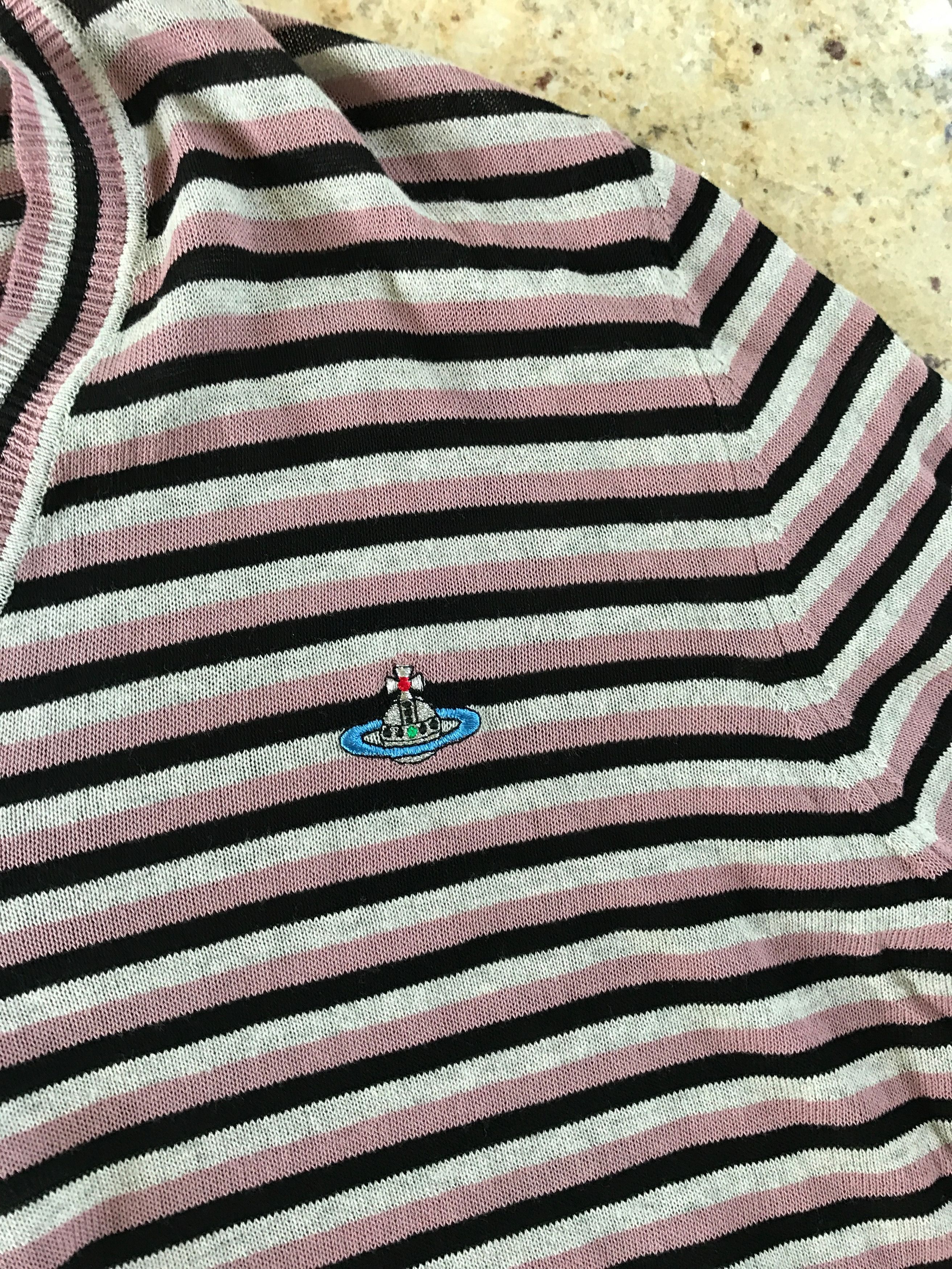 Vivienne Westwood Stripe Pink & Black V Neck Sweater Size US XL / EU 56 / 4 - 7 Thumbnail
