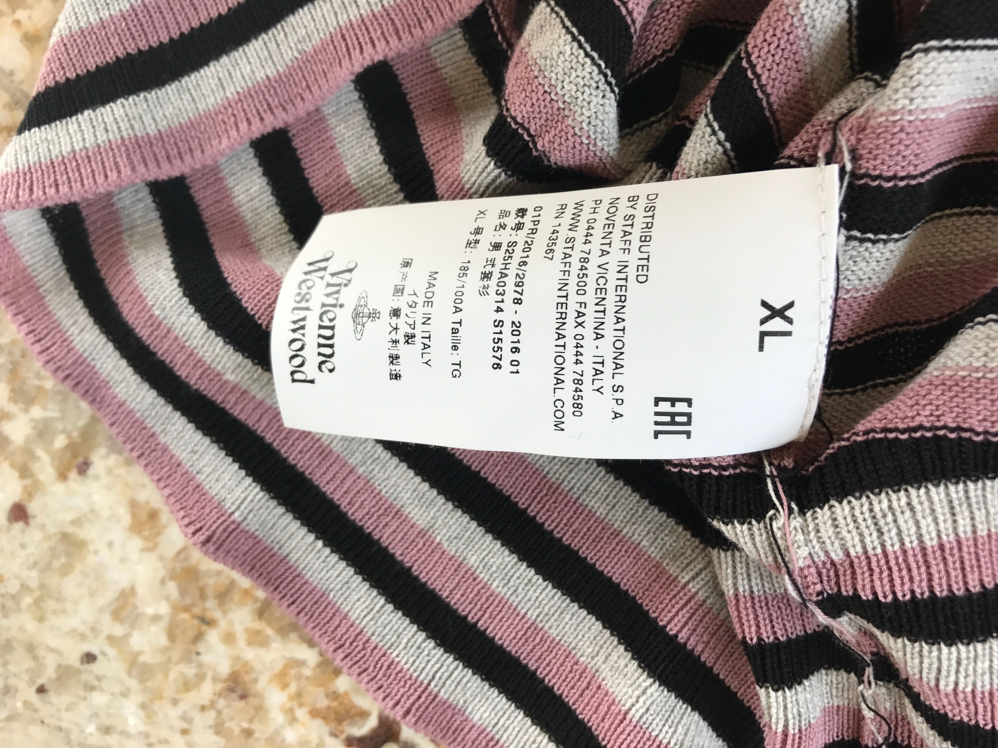 Vivienne Westwood Stripe Pink & Black V Neck Sweater Size US XL / EU 56 / 4 - 8 Thumbnail