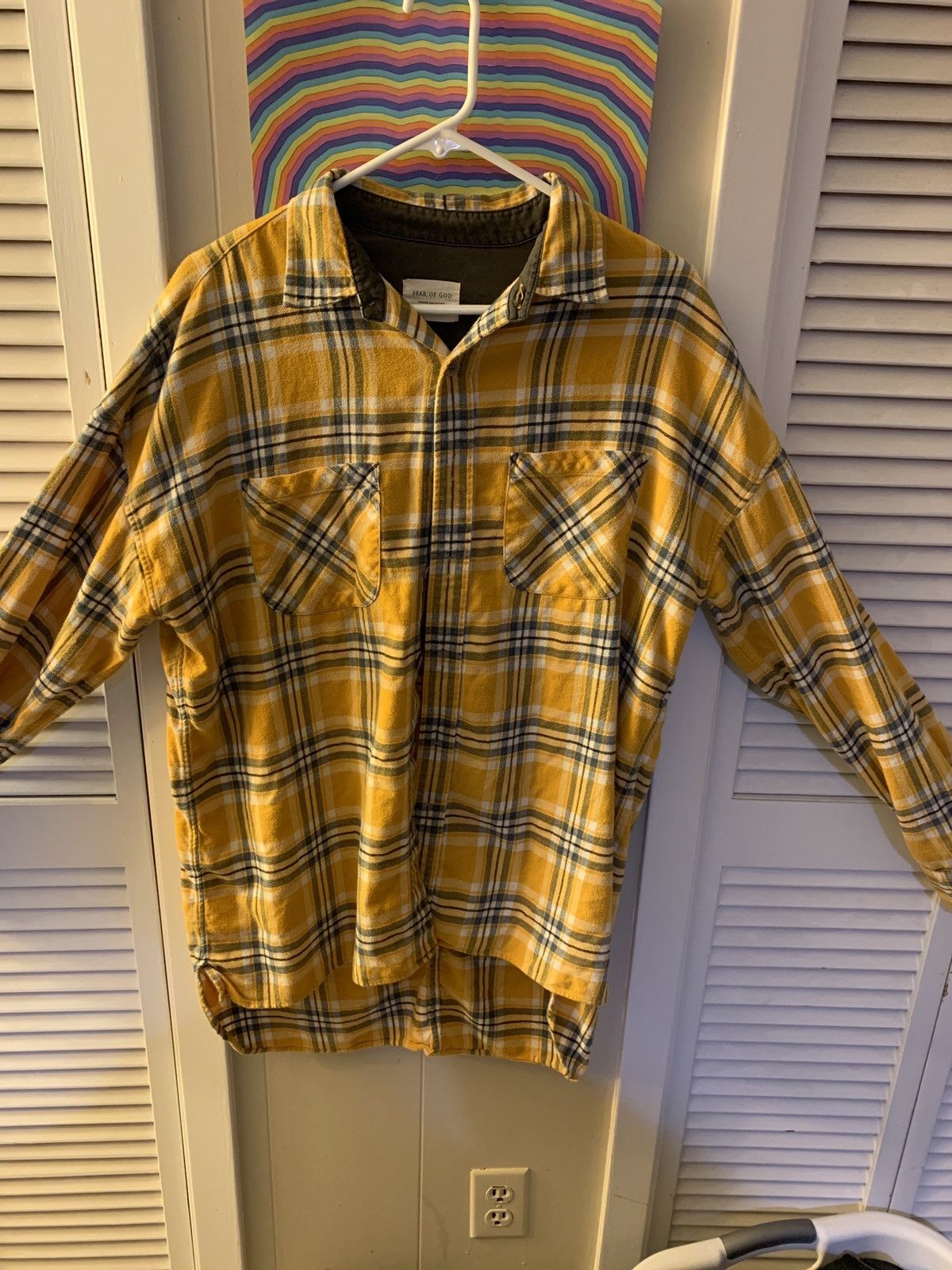 FEAR OF GOD 4th Over Flannel Shirt - Yellow, Size M