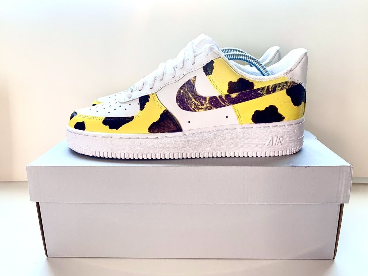 Nike Air Force 1 07 Triple White hydro dip Lakers custom Grailed