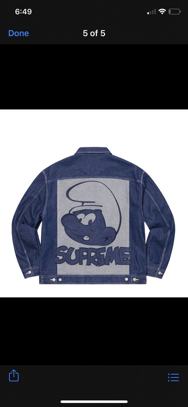 Supreme Supreme Smurfs Denim Trucker Jacket Navy FW20 | Grailed 