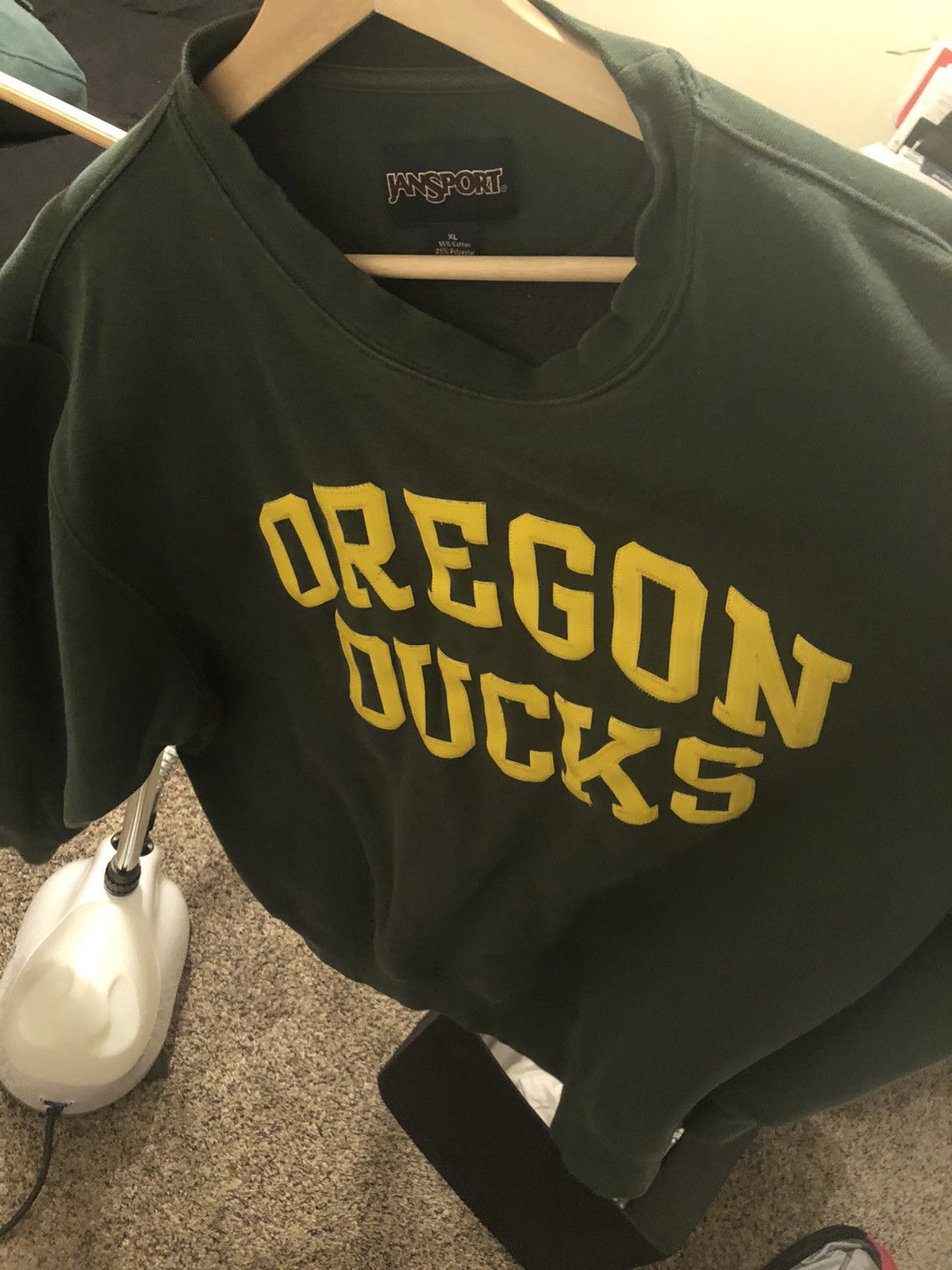 Vtg Jansport Oregon Ducks Pullover Sweatshirt Medium Crewneck Green Made 2024 USA