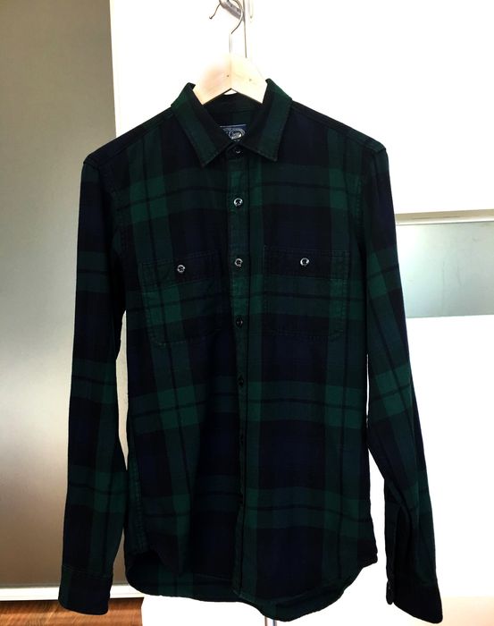 J.Crew SLIM HERRINGBONE FLANNEL SHIRT IN BLACK WATCH PLAID | Grailed