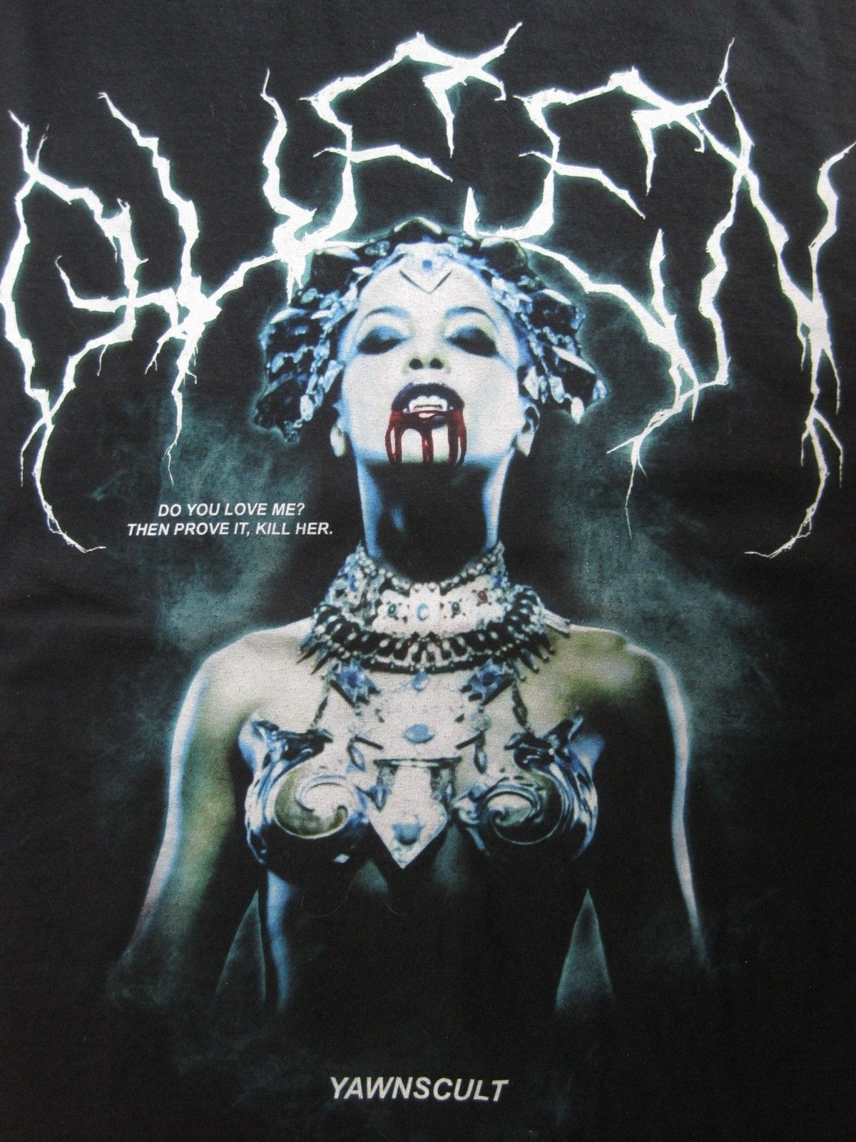 Image of Band Tees x Gothboiclique Yawnscult 'queen' T-Shirt Size XL in Black, Men's