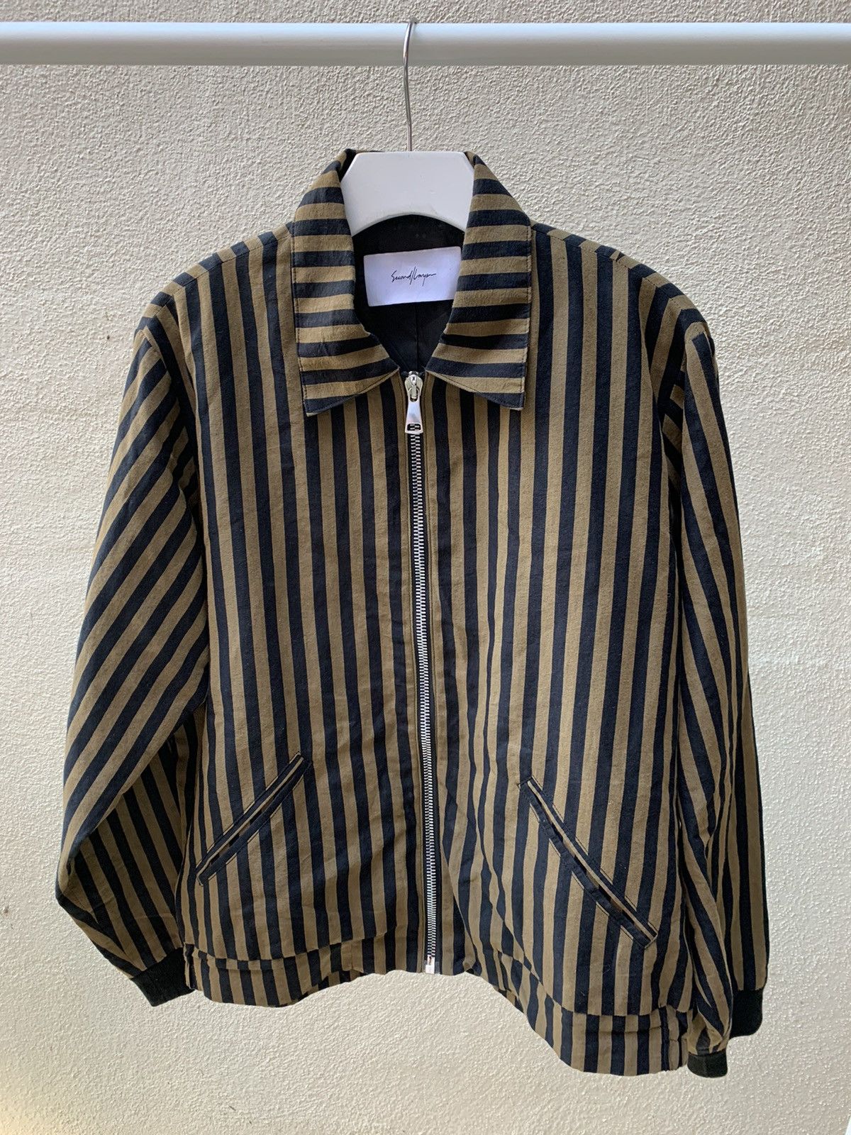 image of Secondlayer Striped Blouson in Black, Men's (Size Large)