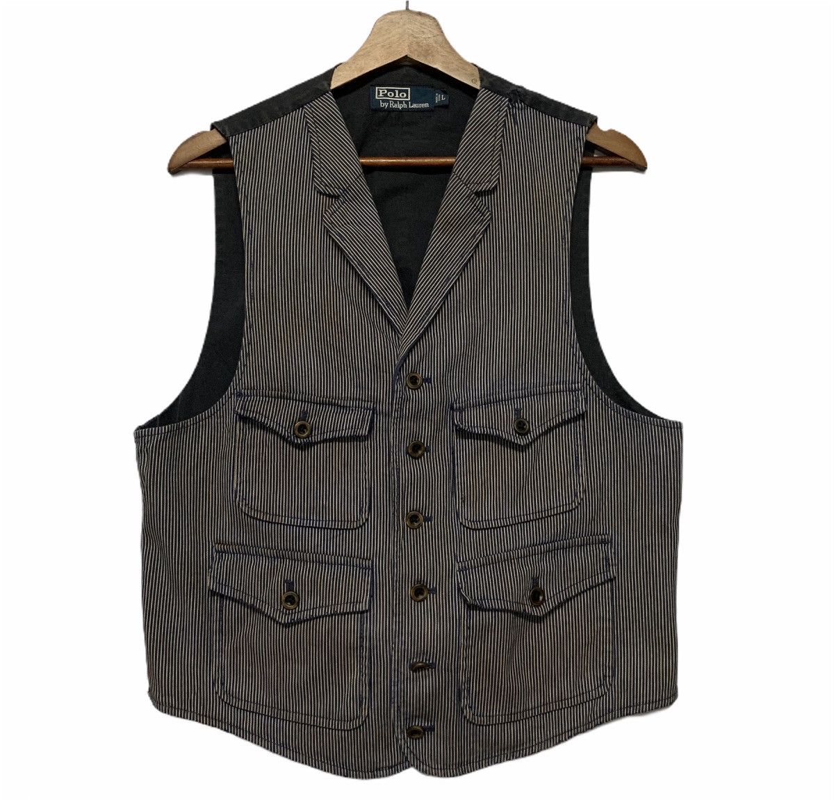 Polo Ralph Lauren × Ralph Lauren × Vintage Polo By Ralph Lauren Hickory Stripe Designer Vest Size US L / EU 52-54 / 3 - 2 Thumbnail