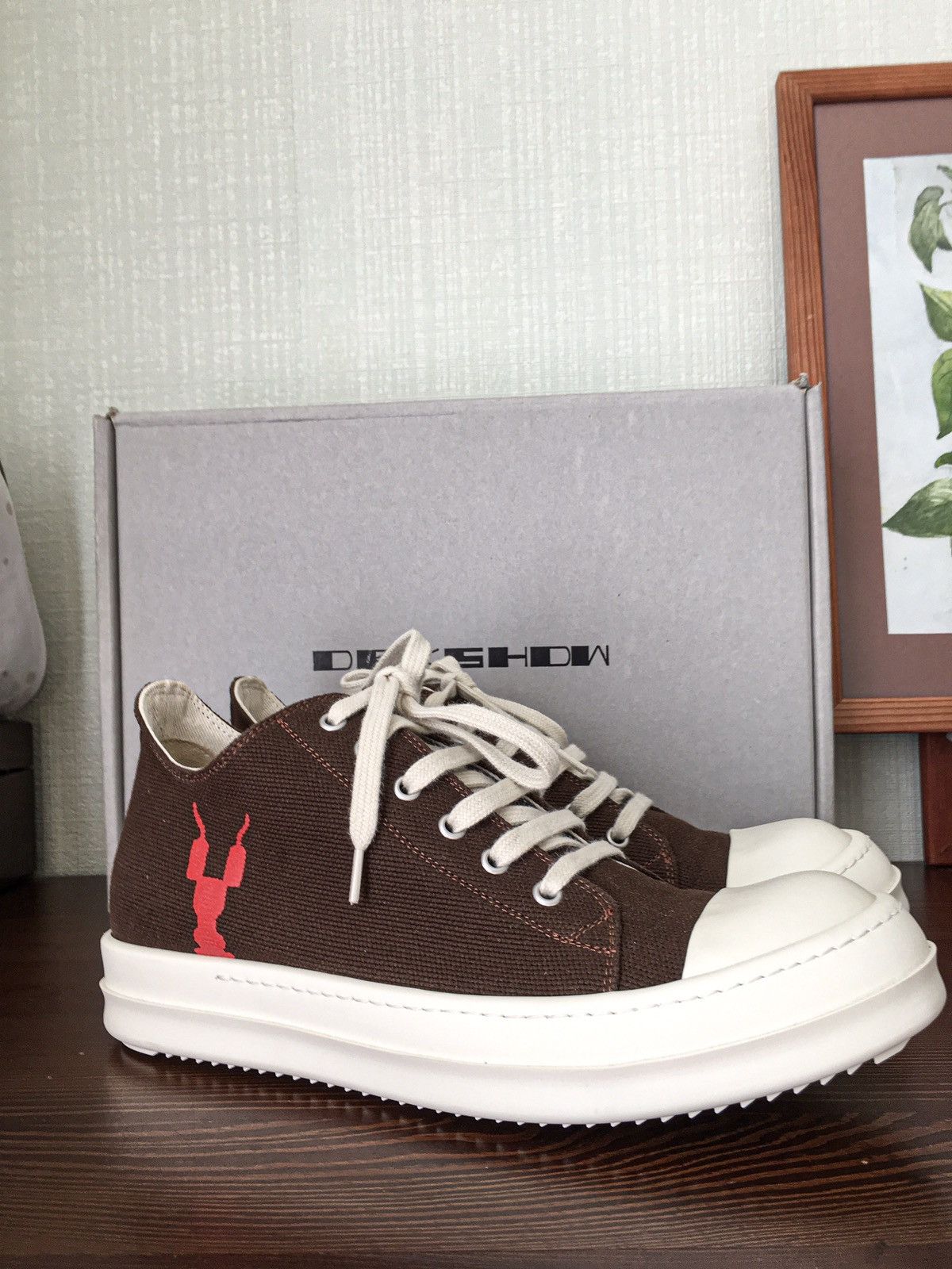 Rick Owens DRKSHDW Abstract Low Sneaker (Dark Dust/Milk