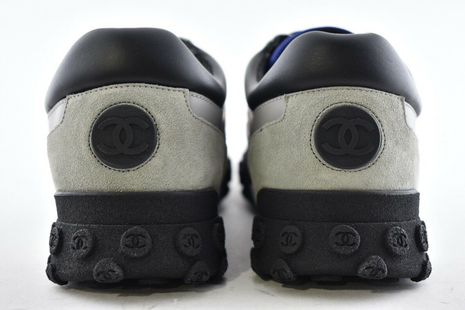 Chanel Chanel Mens 18B Blue Nylon CC Logo Lace Low Top Chanel Chanel Mens 18B Blue Nylon CC Logo Lace Low Top