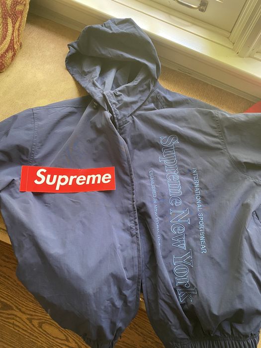 Supreme Side logo Track Jacket - Navy | Grailed