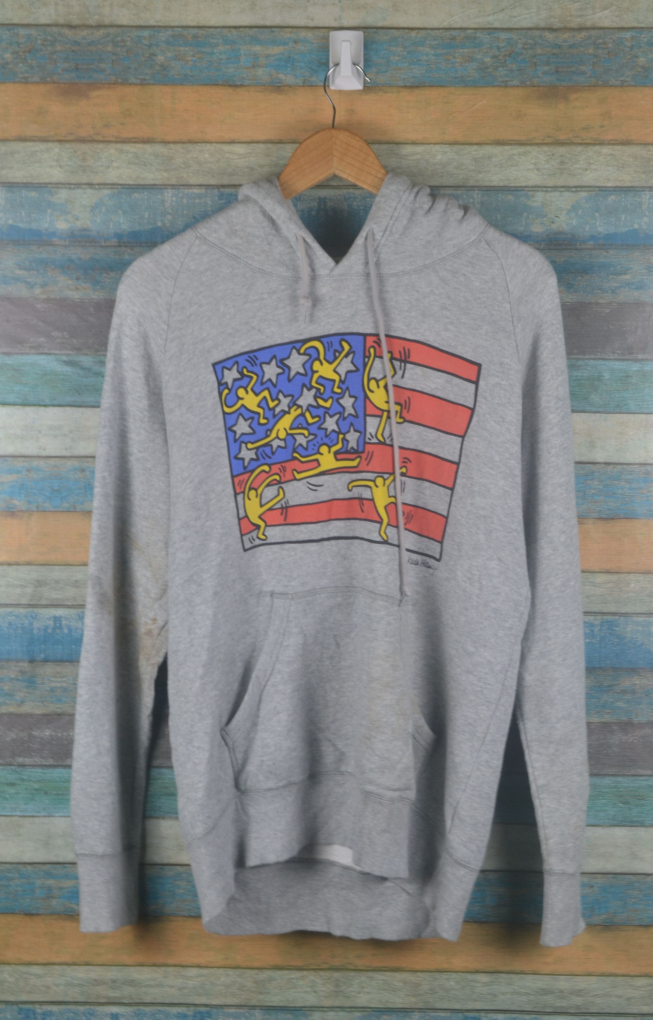 Uniqlo Uniqlo Keith Haring US Flag Logo Hooded Sweatshirt Hoodie | Grailed