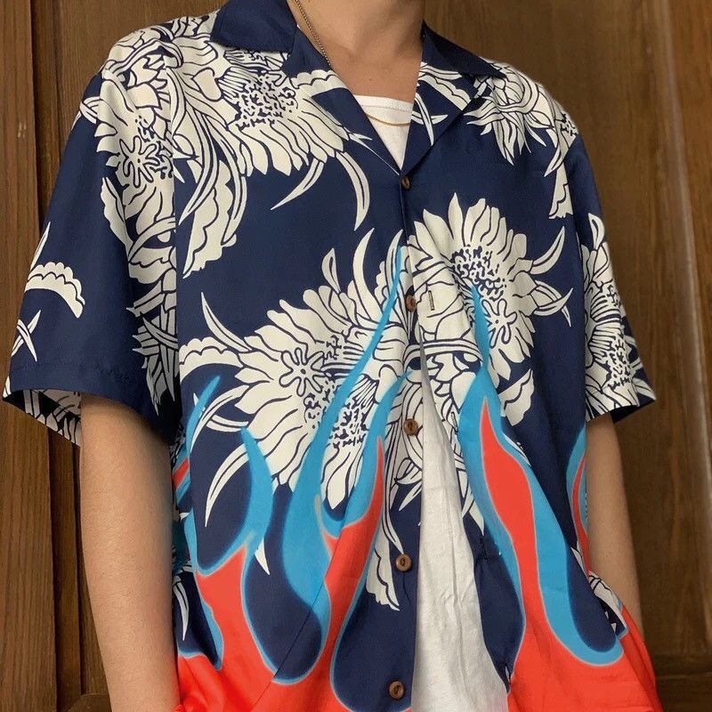 Japanese Brand × Vintage Flame Dragon Graphic Button Up Short Sleeve Shirt Size US L / EU 52-54 / 3 - 3 Thumbnail