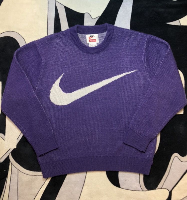 Supreme nike swoosh online sweater purple