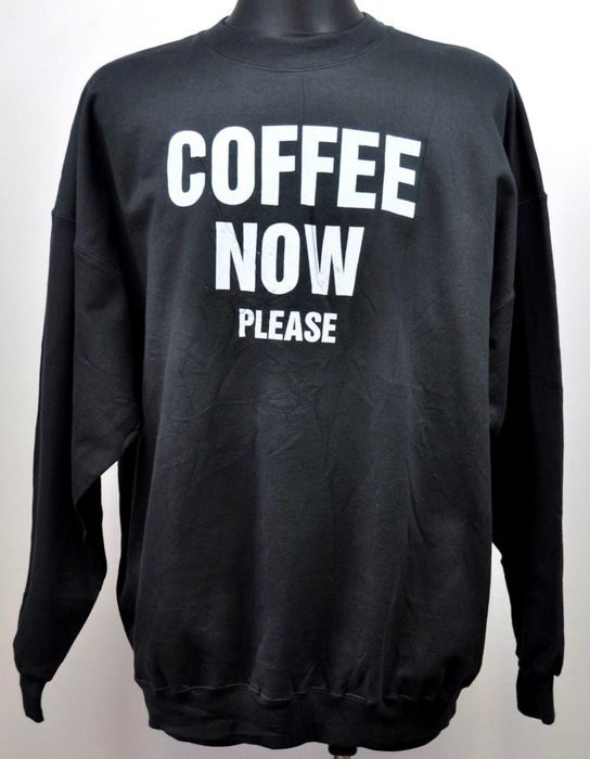 Vintage COFFEE NOW PLEASE Print Sweatshirt Cotton Jumper Crew Neck Size US XXL / EU 58 / 5 - 1 Preview