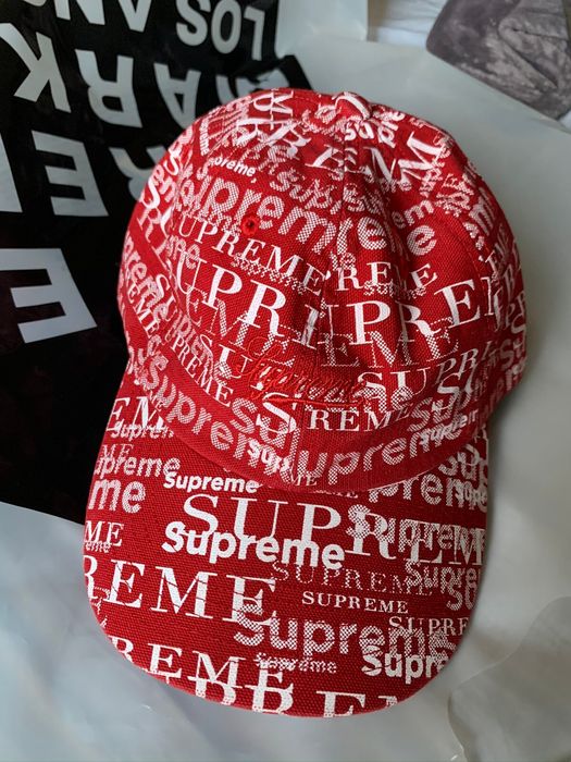 Supreme Supreme Logo Pattern 6-Panel Dark Red | Grailed