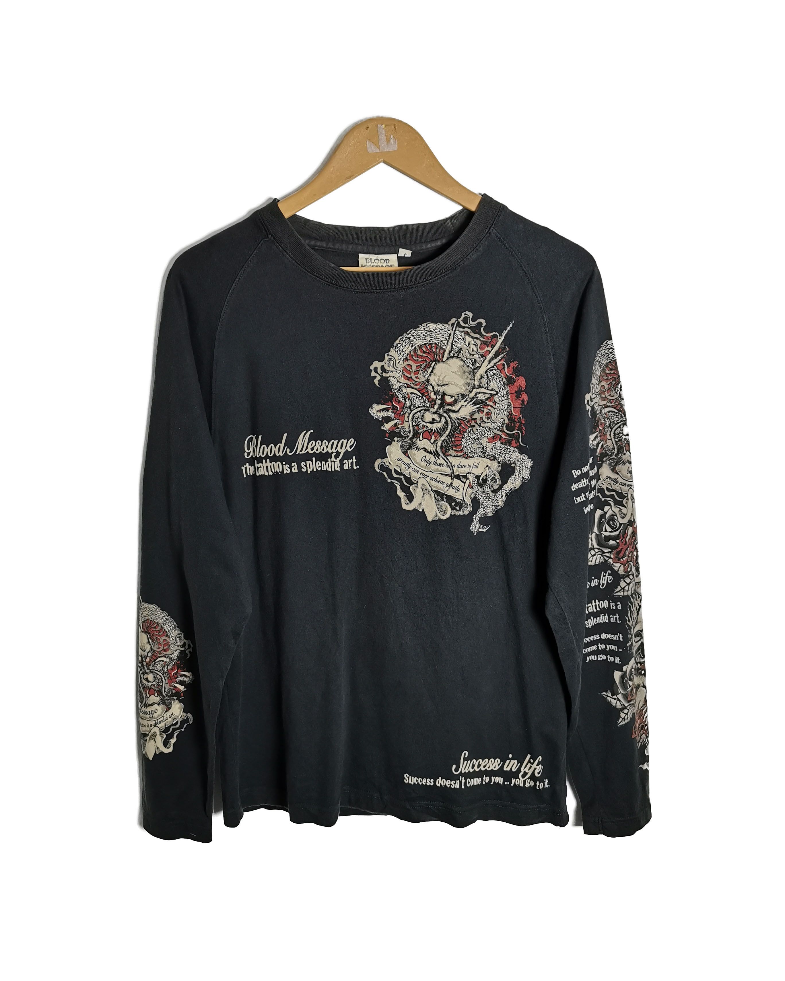 Japanese Brand Similar to Evisu Blood Message Tattoo Dragon T shirt Size US S / EU 44-46 / 1 - 1 Thumbnail