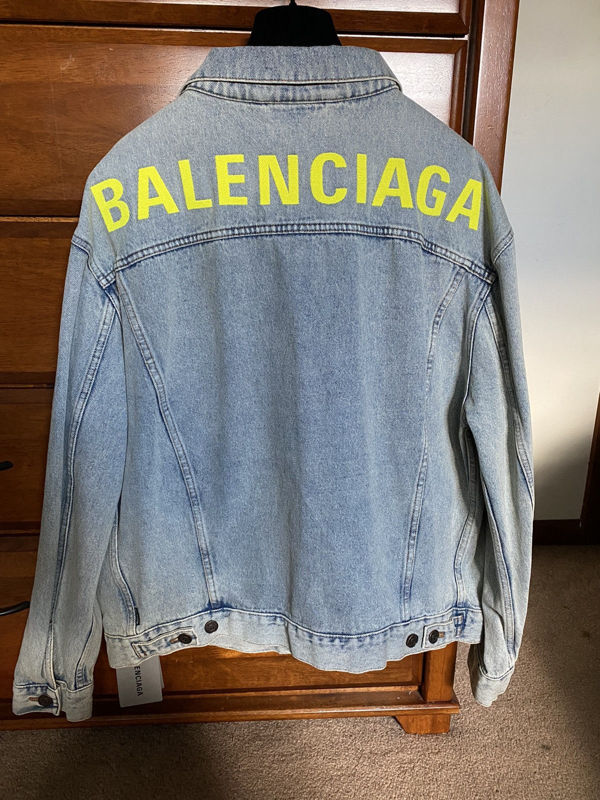 Balenciaga Balenciaga denim jacket size 48 M yellow logo Grailed