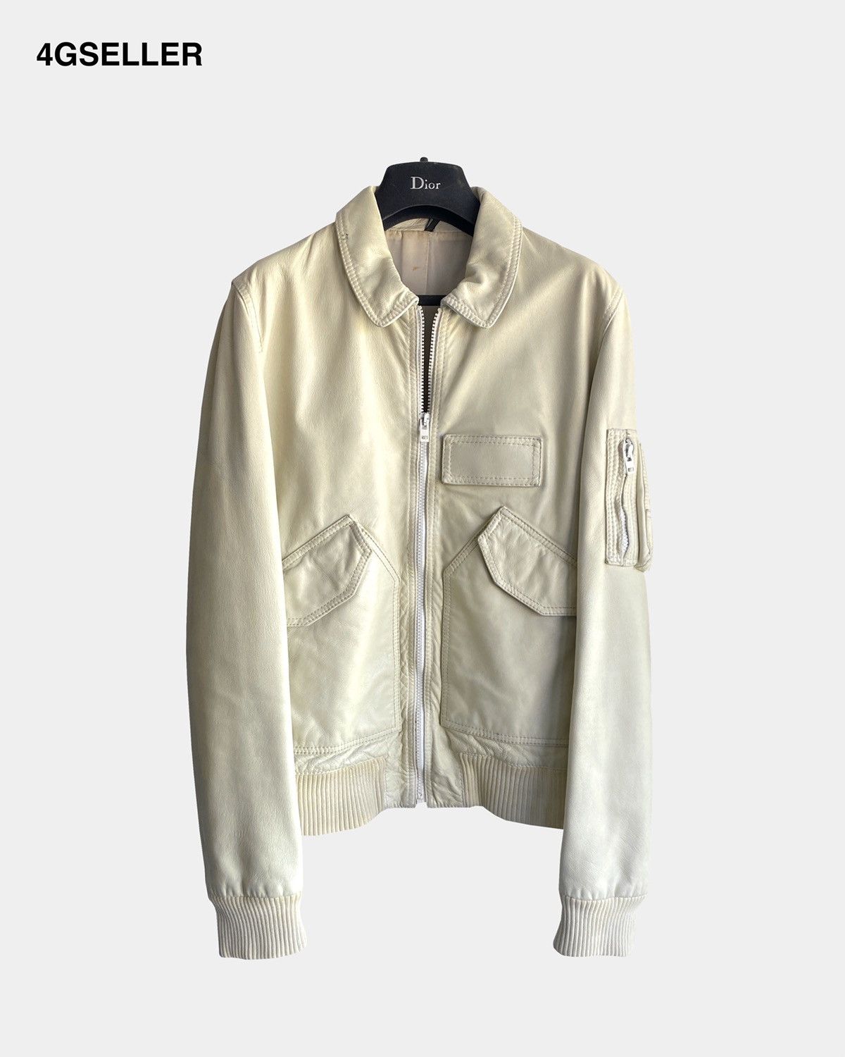 Dior × Hedi Slimane Dior Homme 06 Hedi White Leather Jacket 44 46