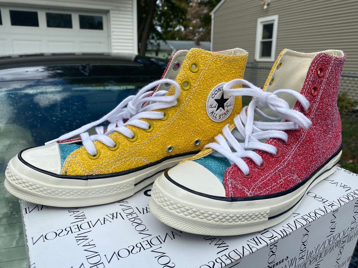 Converse JW Anderson x Chuck 70 High Glitter Pack Cherry Sulphur Grailed