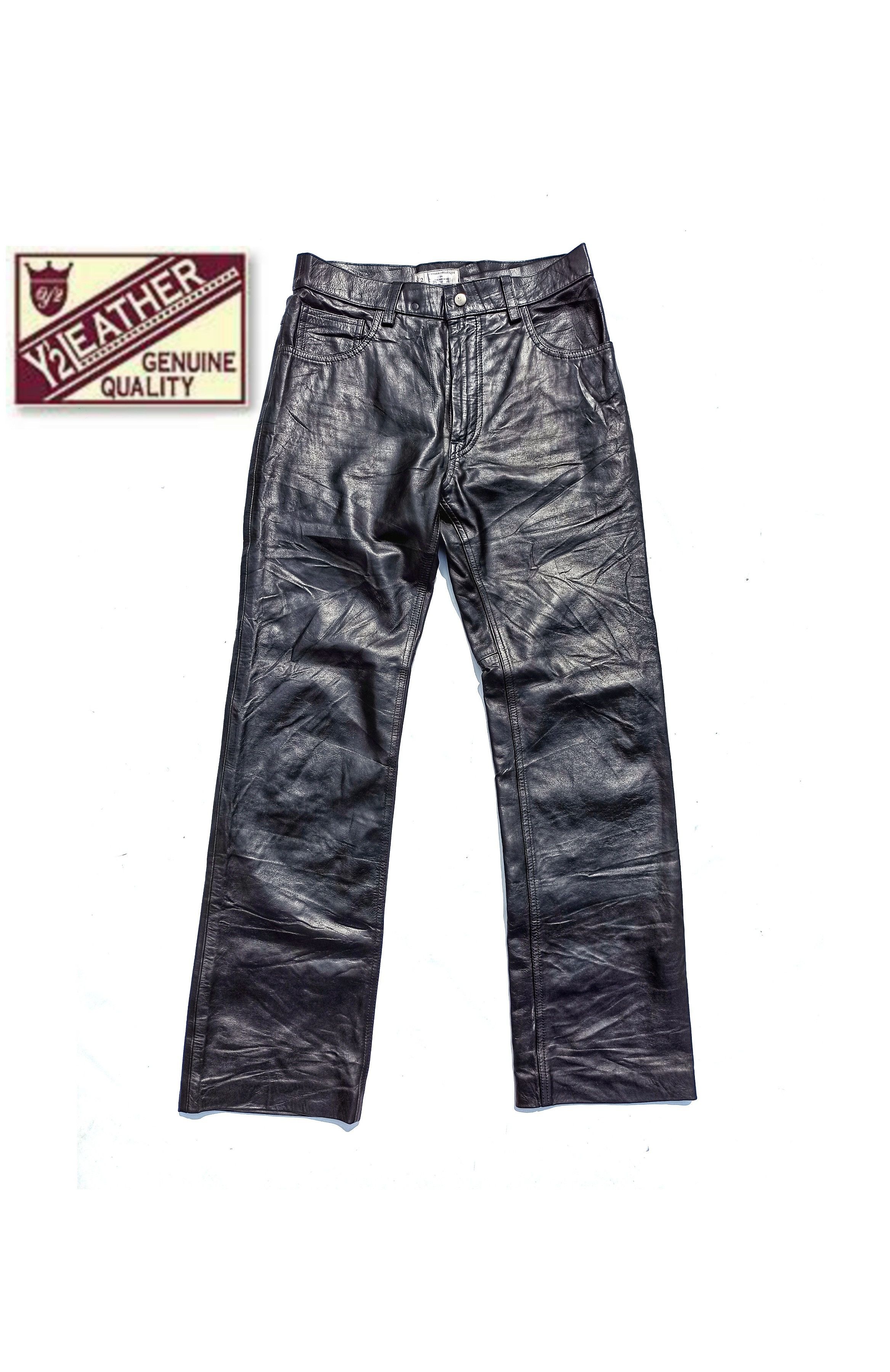 Y'2 Leather Horsehide Japanese Brand Straight Pants