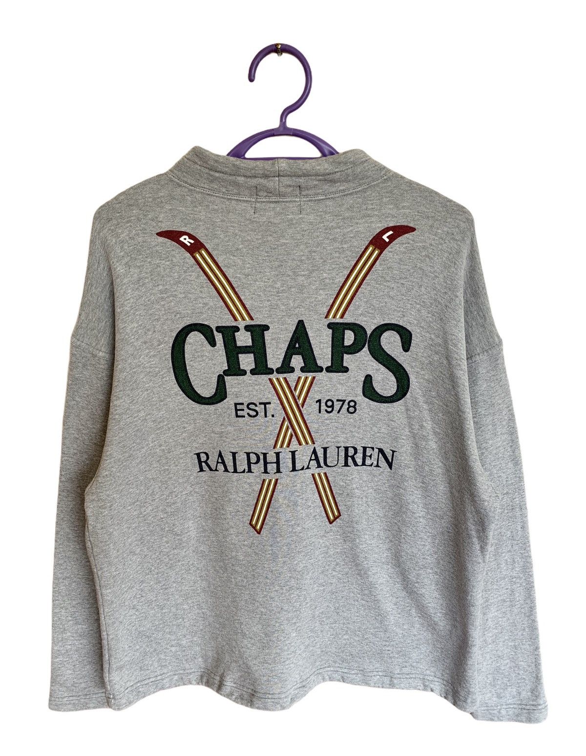 Vintage Ralph Lauren CHAPS logo sweatshirt, men's size XL cotton gray type Vintage Second Hand