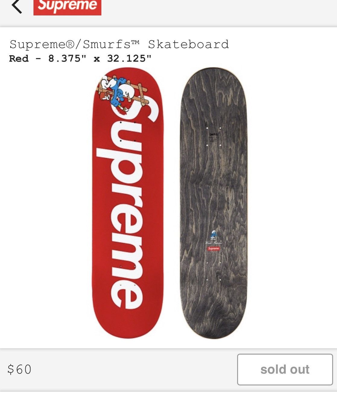 Supreme Supreme/Smurf's Skateboard Deck Red | Grailed