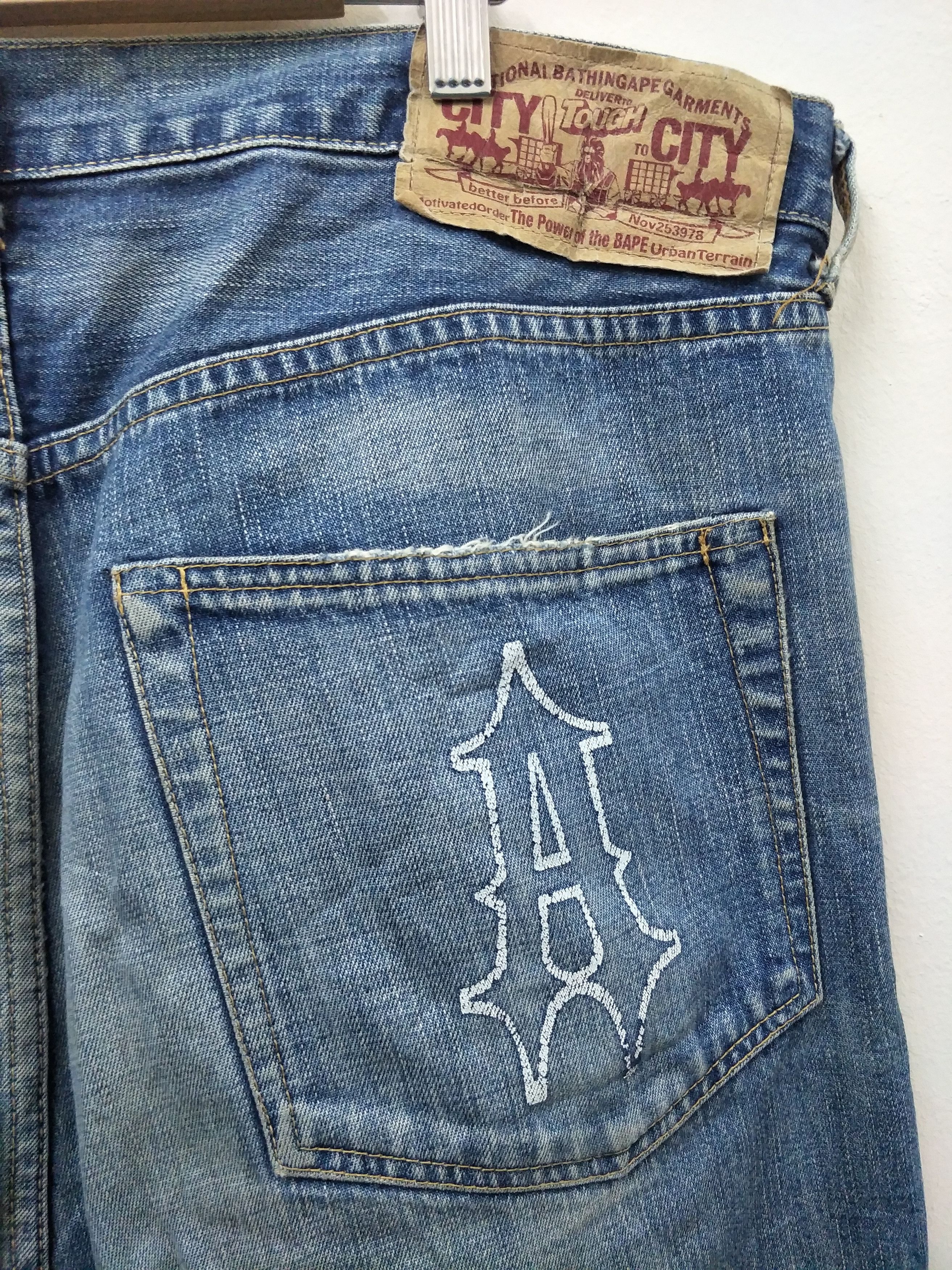 Bape Bape Distress Denim Embroidery Patch Size US 39 - 12 Thumbnail