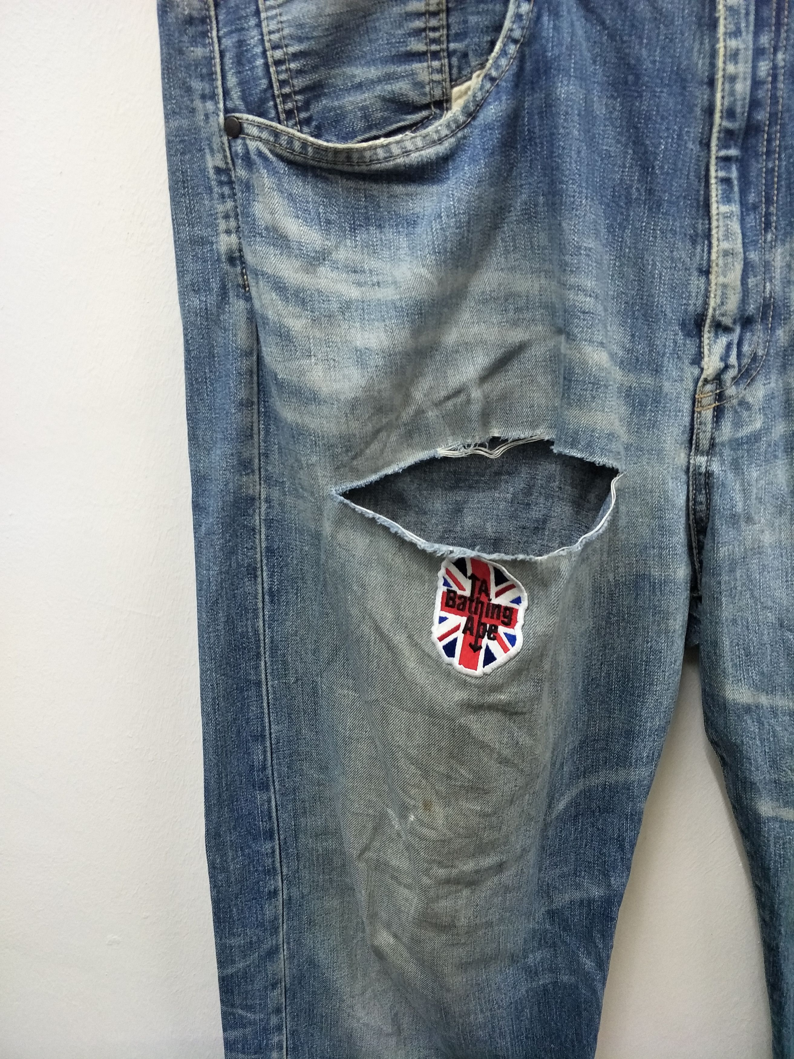 Bape Bape Distress Denim Embroidery Patch Size US 39 - 8 Thumbnail