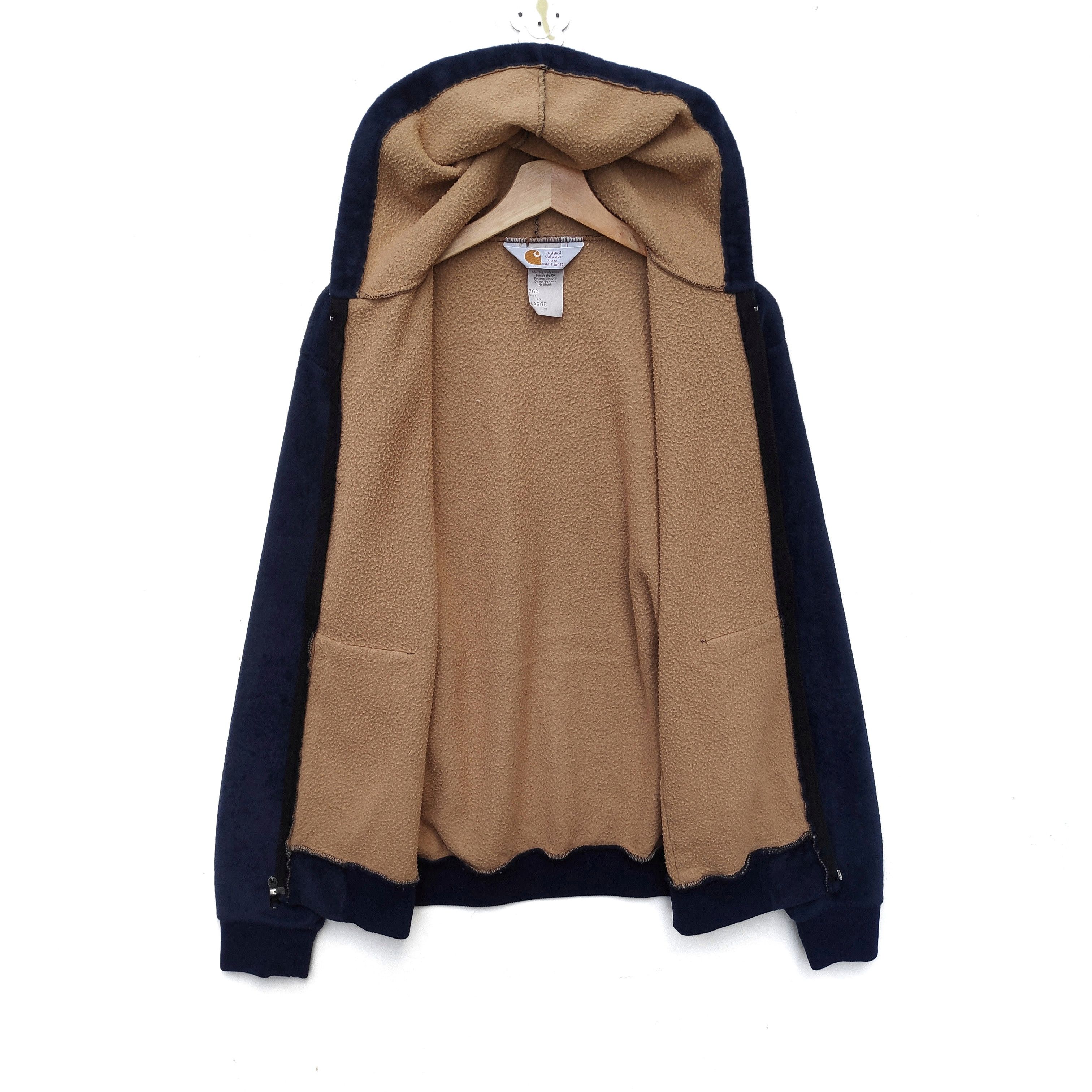 Carhartt × Vintage Vintage CARHARTT VELVET HOODIE LARGE DARK BLUE DOPE Size US L / EU 52-54 / 3 - 2 Thumbnail