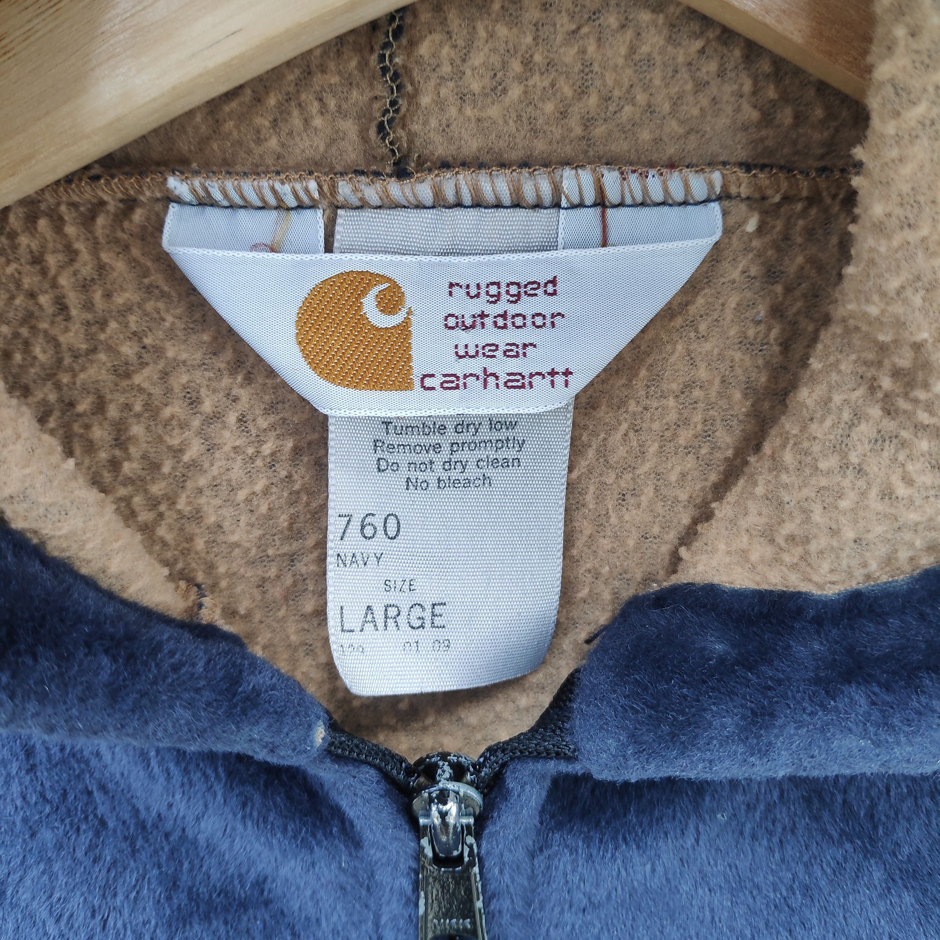 Carhartt × Vintage Vintage CARHARTT VELVET HOODIE LARGE DARK BLUE DOPE Size US L / EU 52-54 / 3 - 6 Thumbnail