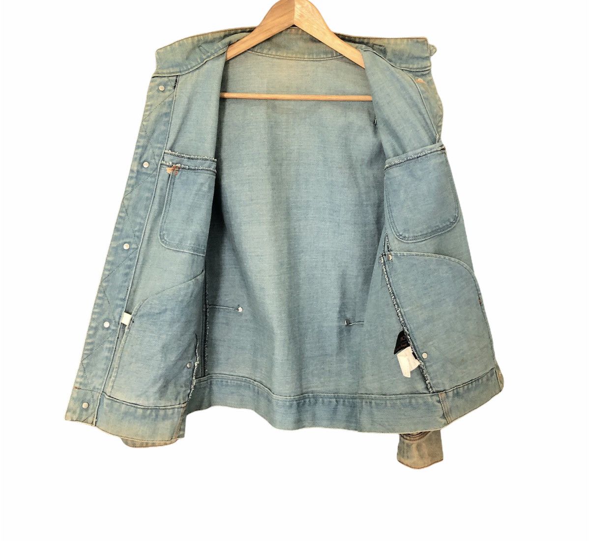 Issey Miyake 💥ADAM ET ROPE Distressed Denim Acid Wash Jacket Size US S / EU 44-46 / 1 - 7 Thumbnail