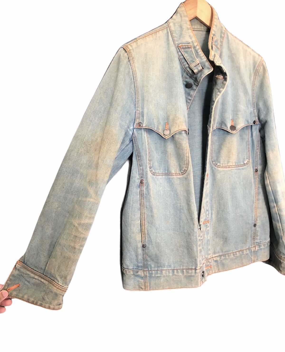 Issey Miyake 💥ADAM ET ROPE Distressed Denim Acid Wash Jacket Size US S / EU 44-46 / 1 - 10 Thumbnail