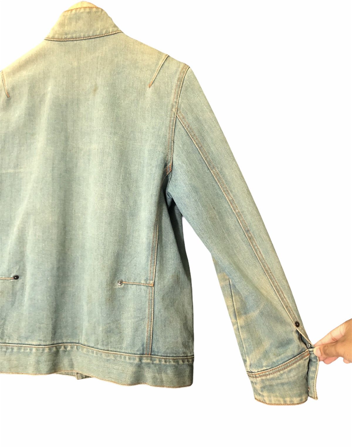 Issey Miyake 💥ADAM ET ROPE Distressed Denim Acid Wash Jacket Size US S / EU 44-46 / 1 - 9 Thumbnail