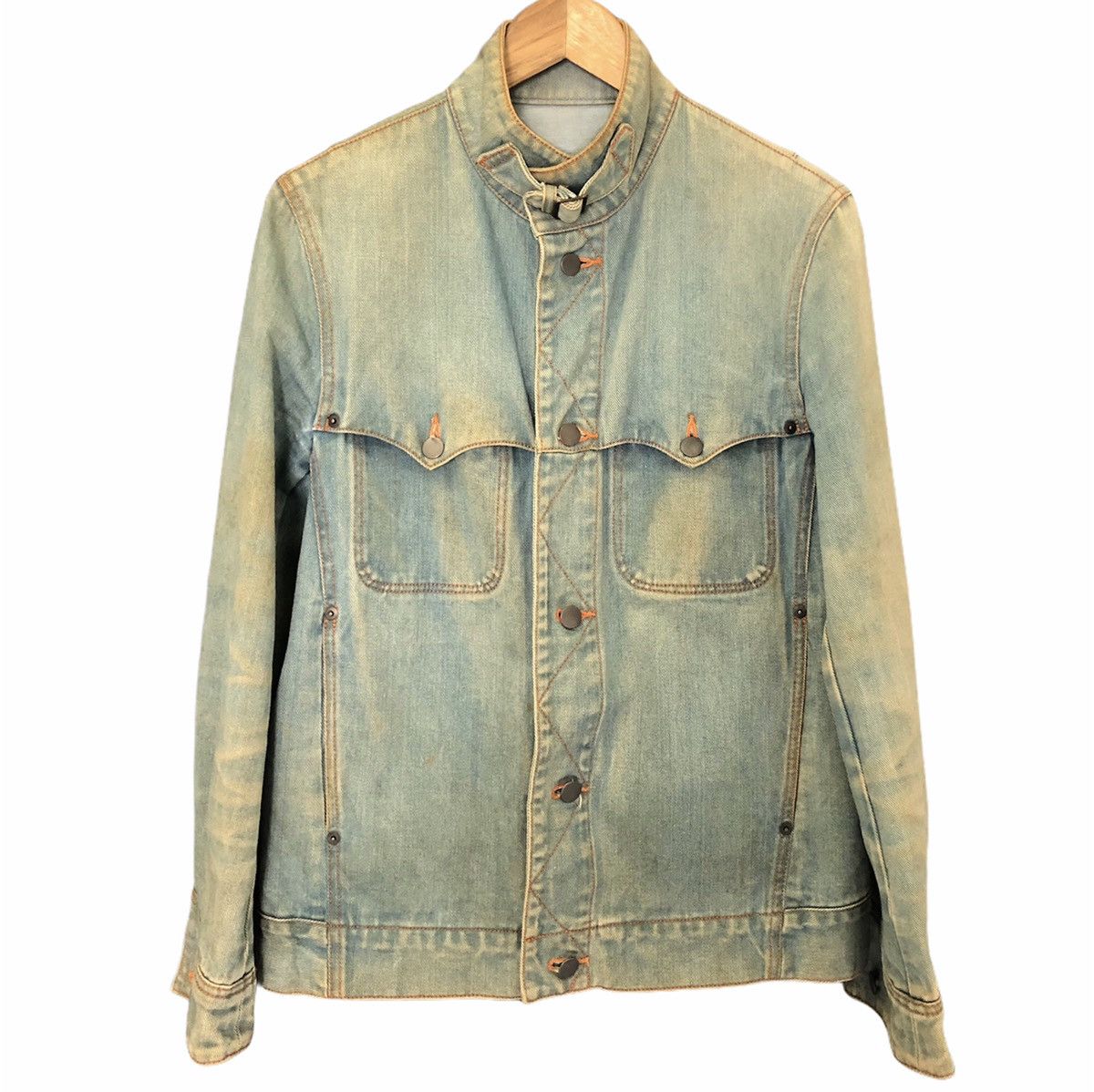 Issey Miyake 💥ADAM ET ROPE Distressed Denim Acid Wash Jacket Size US S / EU 44-46 / 1 - 3 Thumbnail