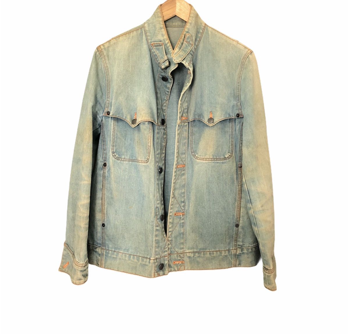 Issey Miyake 💥ADAM ET ROPE Distressed Denim Acid Wash Jacket Size US S / EU 44-46 / 1 - 5 Thumbnail
