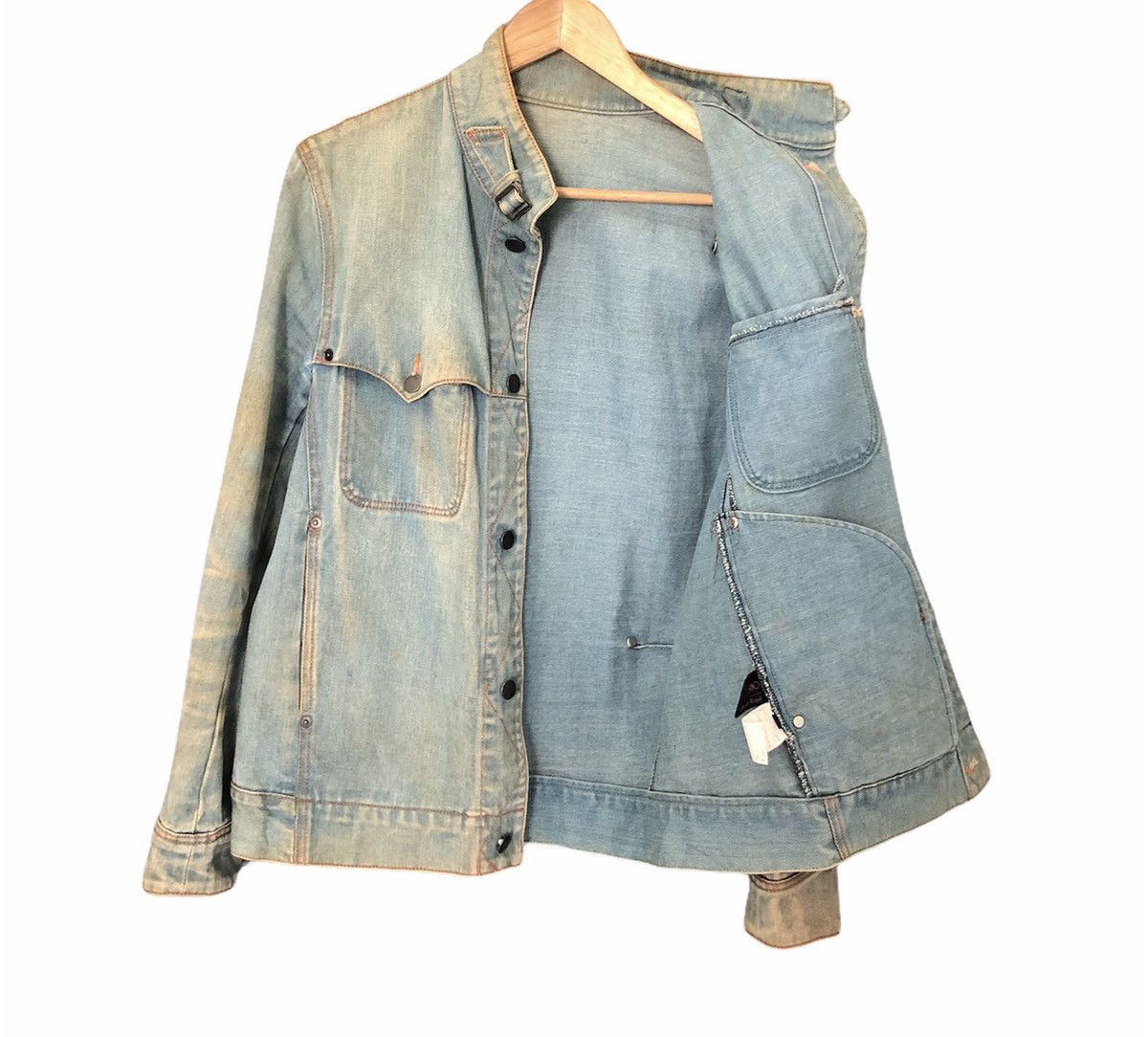 Issey Miyake 💥ADAM ET ROPE Distressed Denim Acid Wash Jacket Size US S / EU 44-46 / 1 - 6 Thumbnail