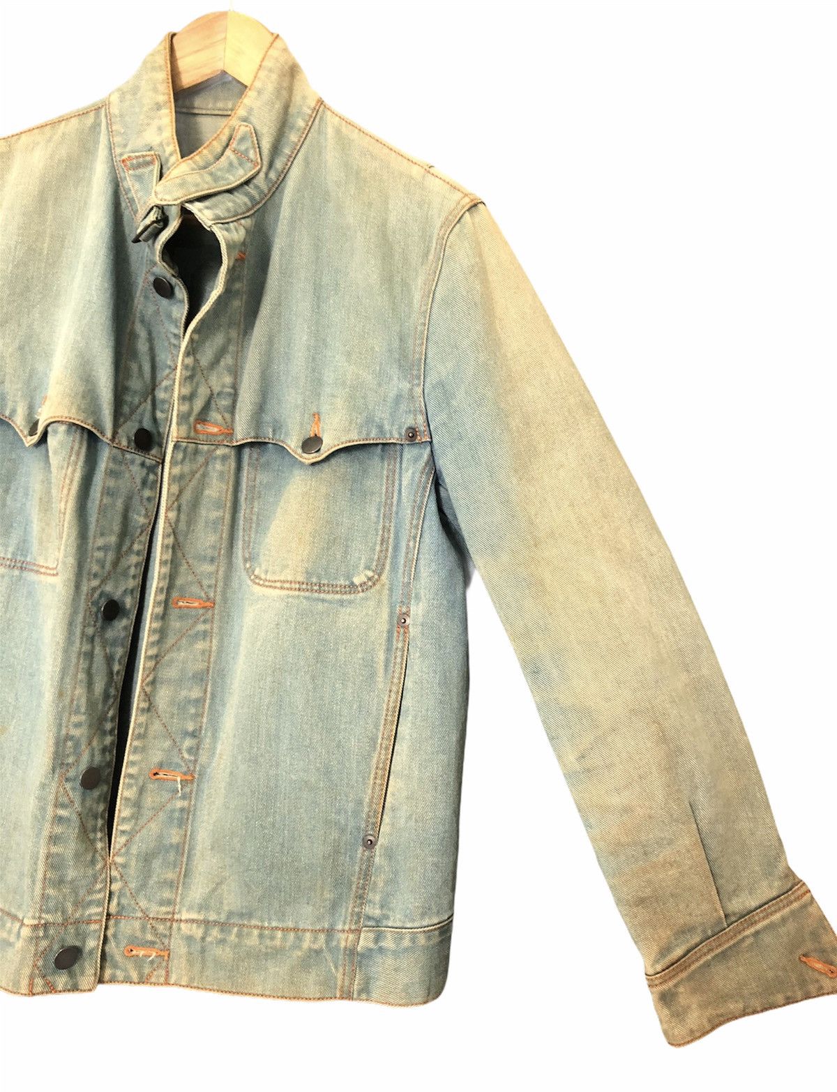 Issey Miyake 💥ADAM ET ROPE Distressed Denim Acid Wash Jacket Size US S / EU 44-46 / 1 - 4 Thumbnail
