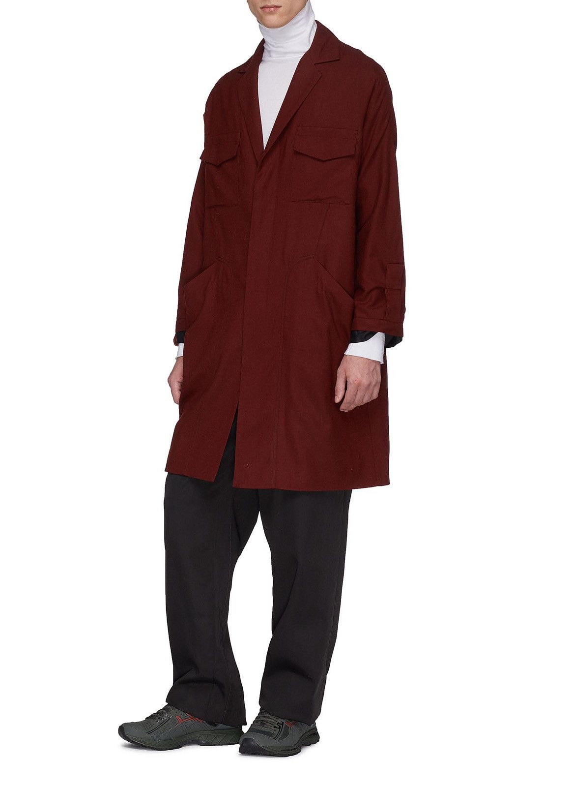 Kiko Kostadinov Long Burr Snap Coat | Grailed