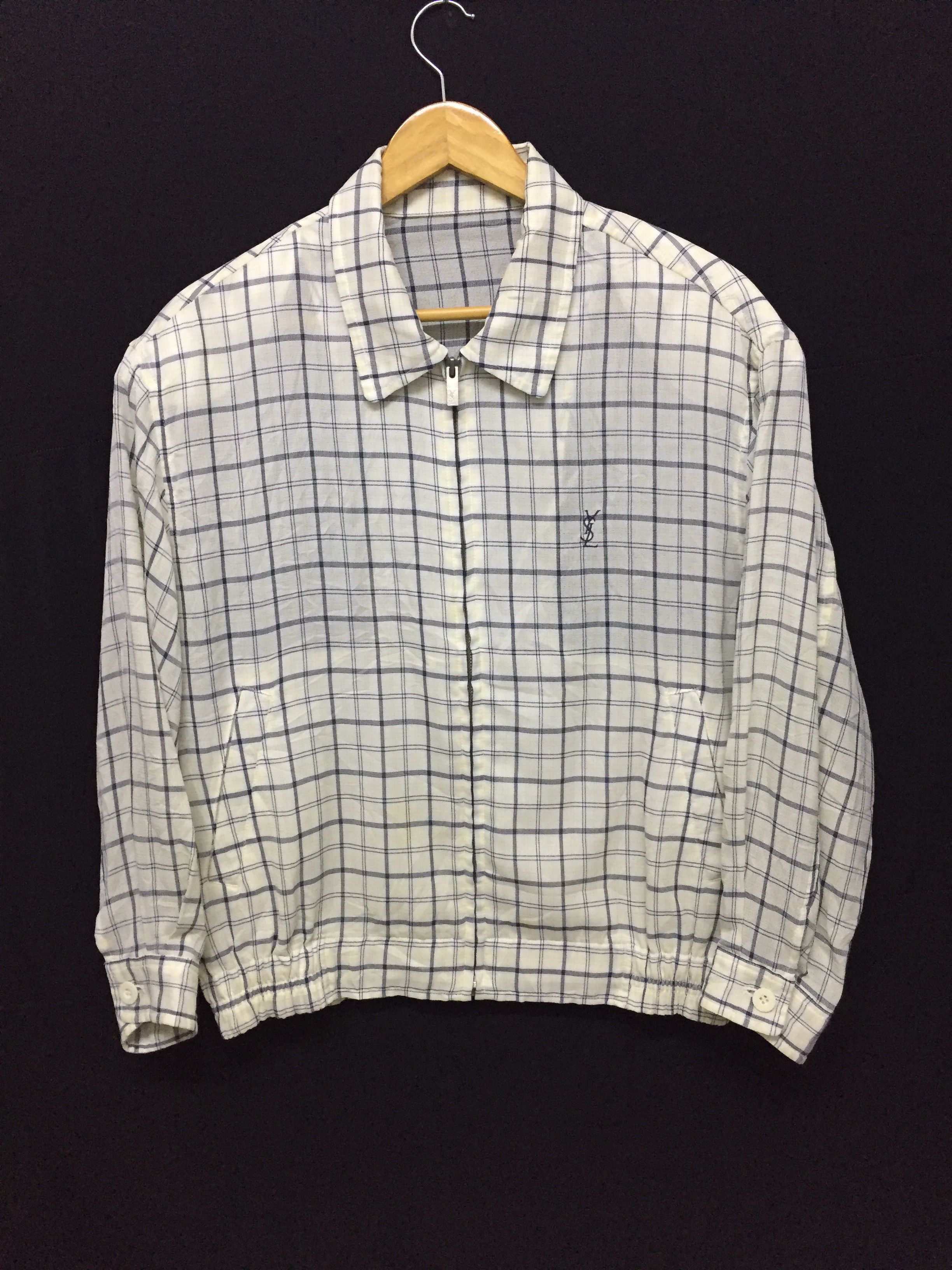 Yves Saint Laurent 90's YSL light check linen jacket Size US M / EU 48-50 / 2 - 2 Thumbnail