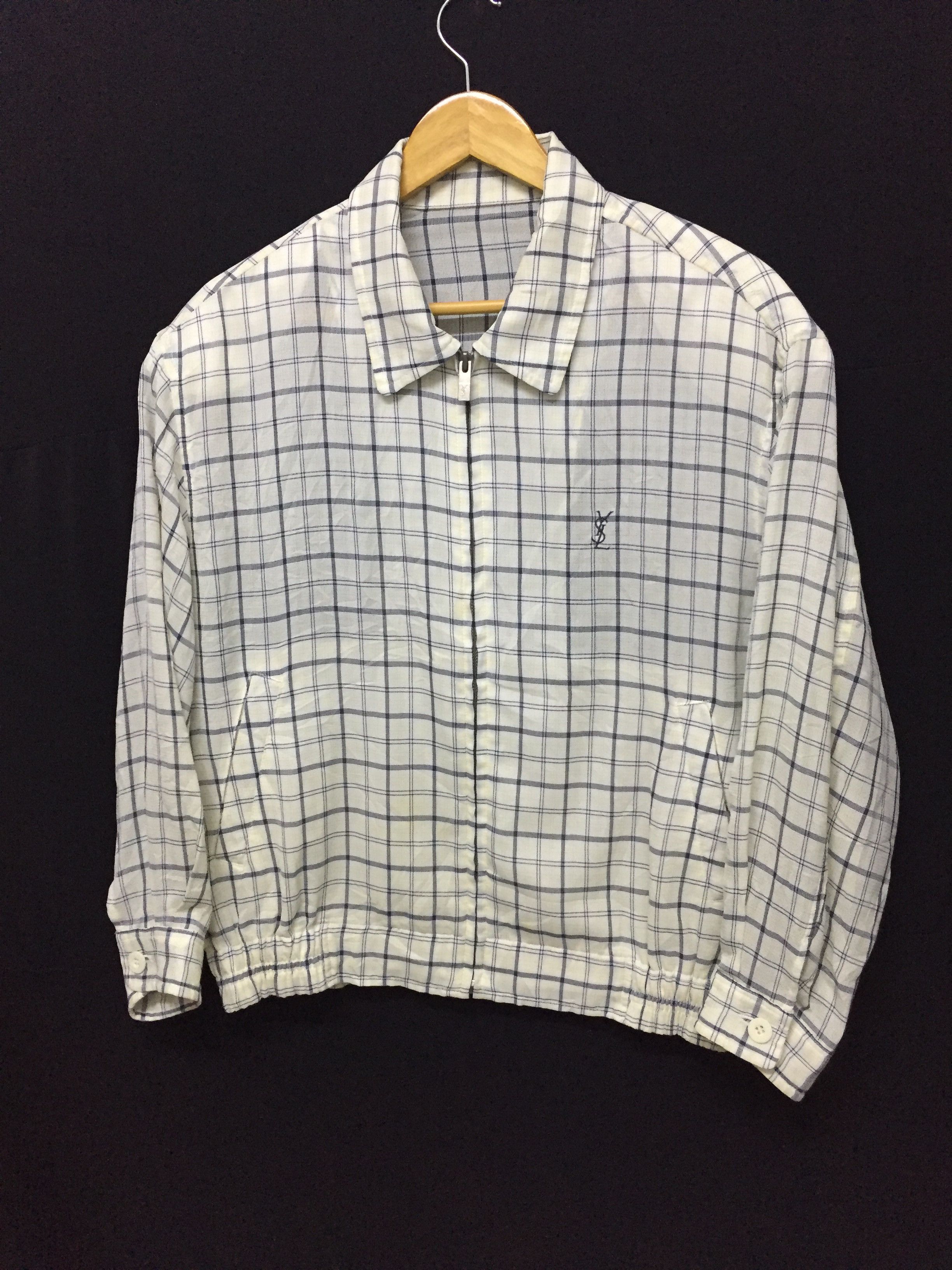 Yves Saint Laurent 90's YSL light check linen jacket Size US M / EU 48-50 / 2 - 1 Thumbnail