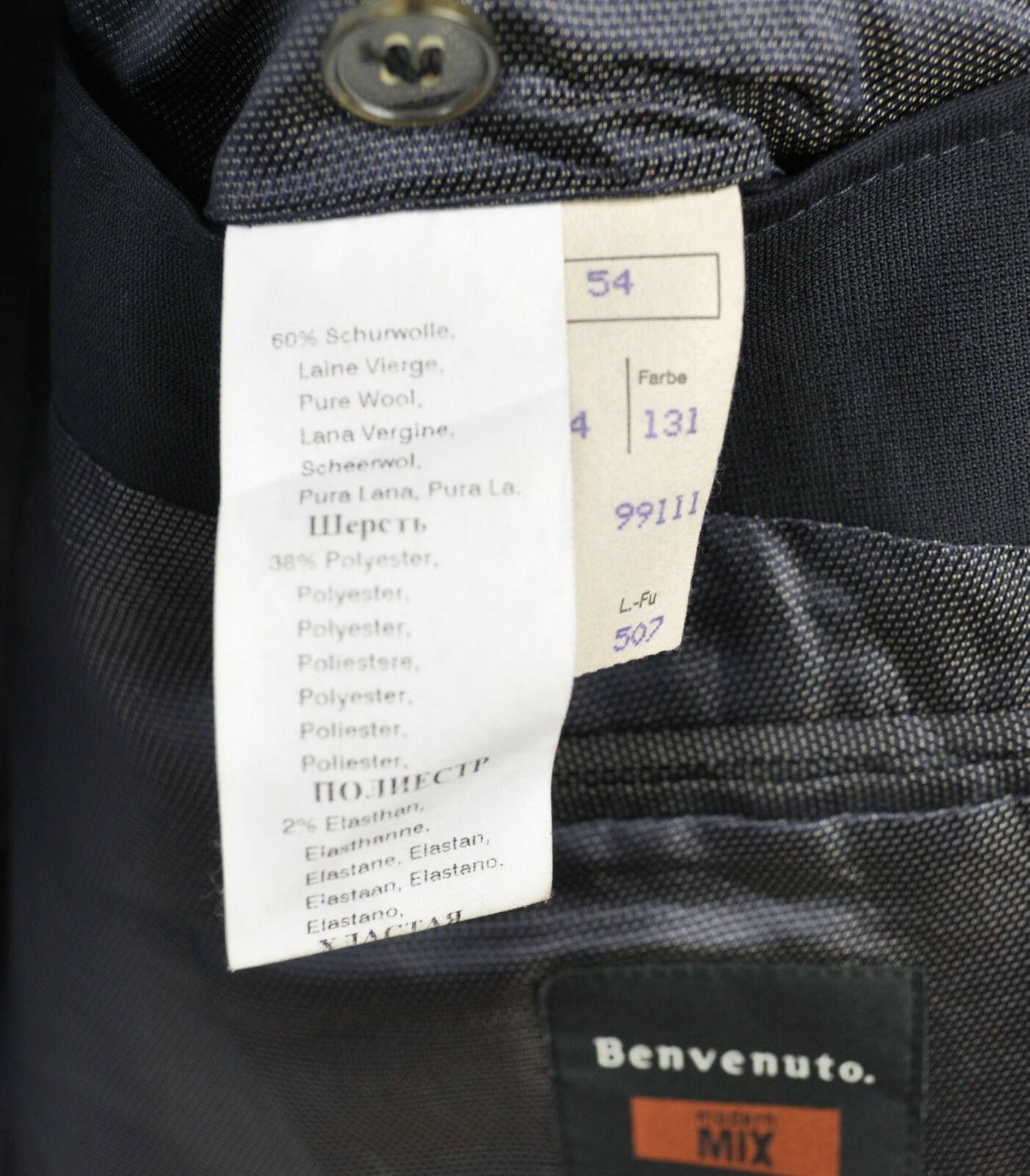BENVENUTO. BENVENUTO Wool Blazer Coat Jacket Gr. Sakko Herren Jacke Size 44R - 9 Thumbnail